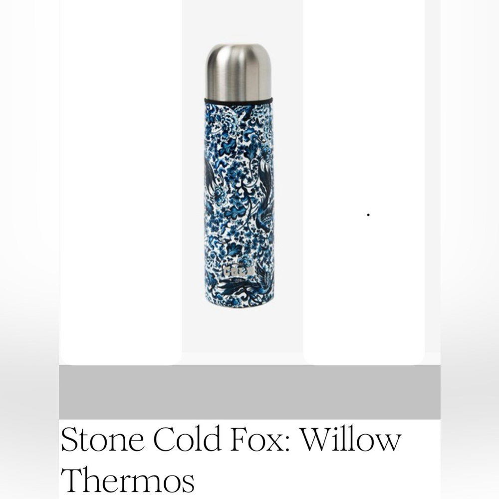 Stone Cold Fox:  Willow Thermos, Blue/White/Stainless, 17 Fl Oz
